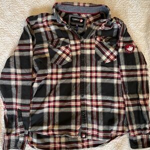 CANADA WEATHER GEAR Black & Red Plaid Flannel Shirt